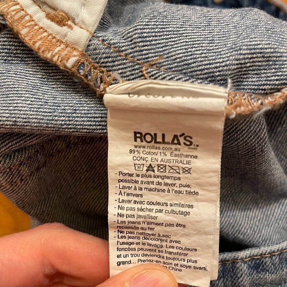 Rolla's Miller High Rise Slim Jeans Ripped Knees Distressed Light Wash - Picture 7 of 10